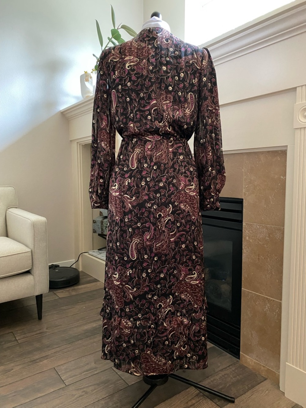 & Other Stories Paris Atelier Paisley Long Sleeve Dress in Burgundy - Picture 5 of 9